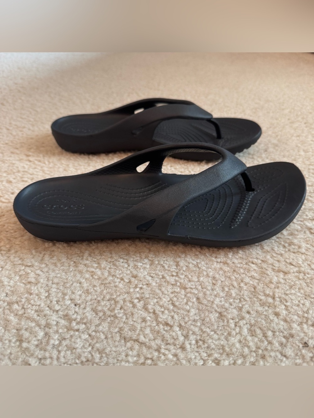 Crocs Kadee II Black Comfort Flip Flops Womens Size 8 - Picture 6 of 8